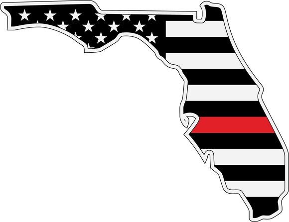 FLORIDA SILHOUETTE THIN RED LINE DECAL