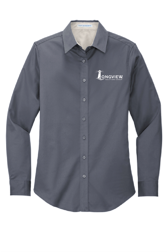 Longview Solutions Women's Long Sleeve Easy Care Button Up