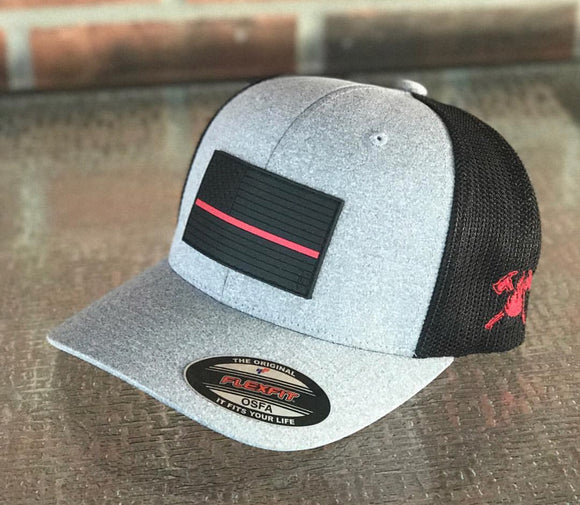 Black Out PVC Thin Red Line Flag Hat
